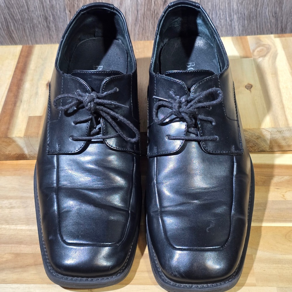 Borelli Martin Dress Shoes 12 Black Leather Square Toe‎ Derby Oxford 323083